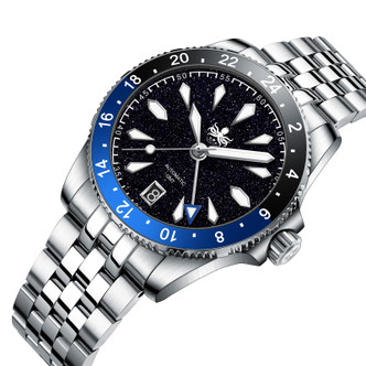 PHOIBOS Voyager GMT 100M Automatic Diver Watch PY058H Royal Purple
