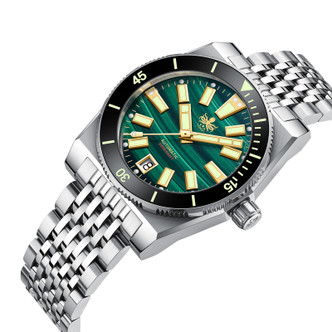 PHOIBOS Narwhal 200M Automatic Diver Watch PY061A Green Malachite