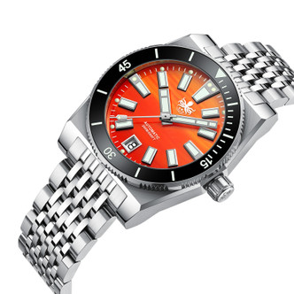PHOIBOS Narwhal 200M Automatic Diver Watch PY061F Orange Agate