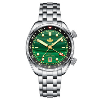 PHOIBOS EAGLE RAY TRAVELER GMT 150M Automatic Compressor Diver Watch PY067A