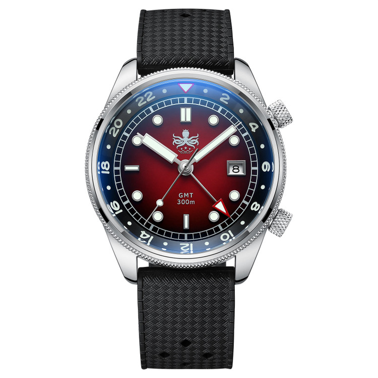 PHOIBOS EAGLE RAY GMT PX023E 300M Dive Watch Red