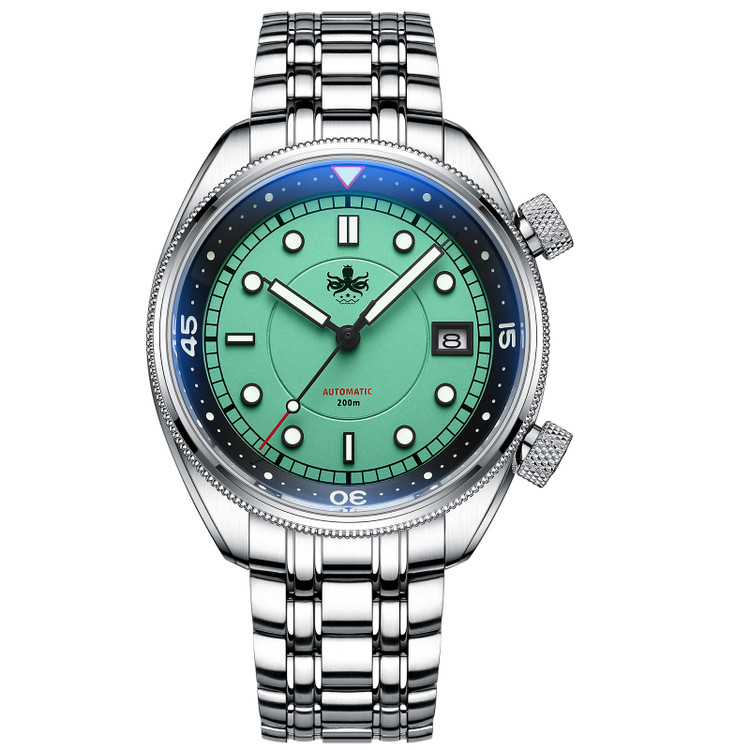 PHOIBOS EAGLE RAY 200M Automatic Compressor Dive Watch PY048A Pastel Green 