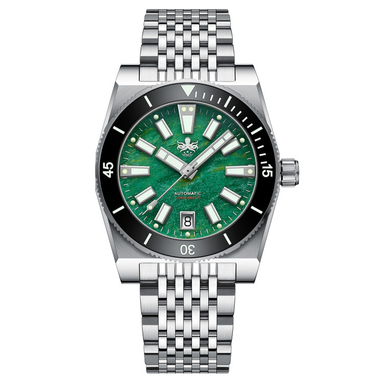 PHOIBOS Narwhal 200M Automatic Diver Watch PY051A Green Jasper Limited Edition