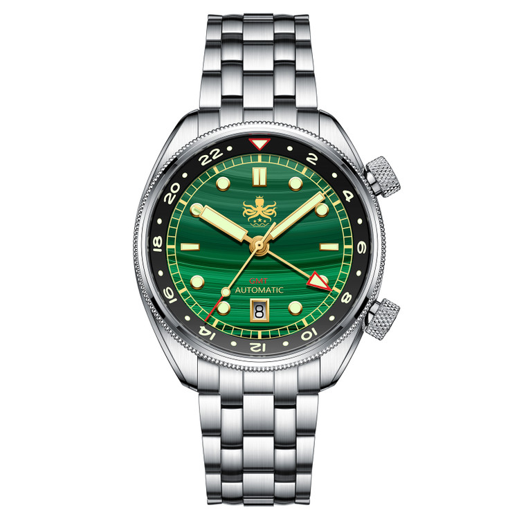 PHOIBOS EAGLE RAY TRAVELER GMT 150M Automatic Compressor Diver Watch PY067A
