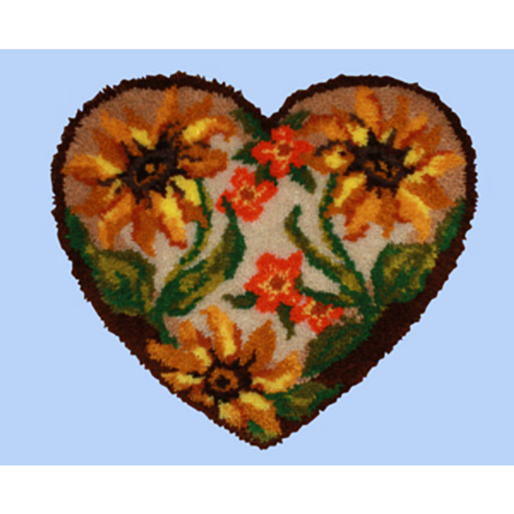 Autumn Floral Heart Shape Latch Hook Kit