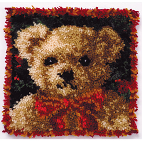 Girl Bear Latch Hook Pillow Kit
