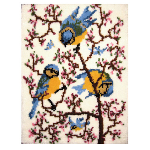 Springtime Bluebirds Latch Hook Rug Kit