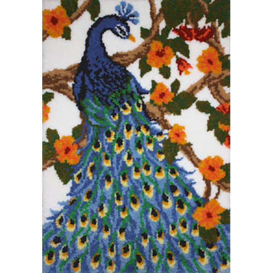 Peacock Pattern Lock Hook Carpet Home Decoration Painting Carpet  Adult/child Handmade Kit 