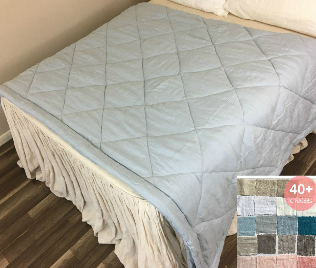 Linen Diamond Comforter Quilt Diamond Shaped Quilted Duvet With