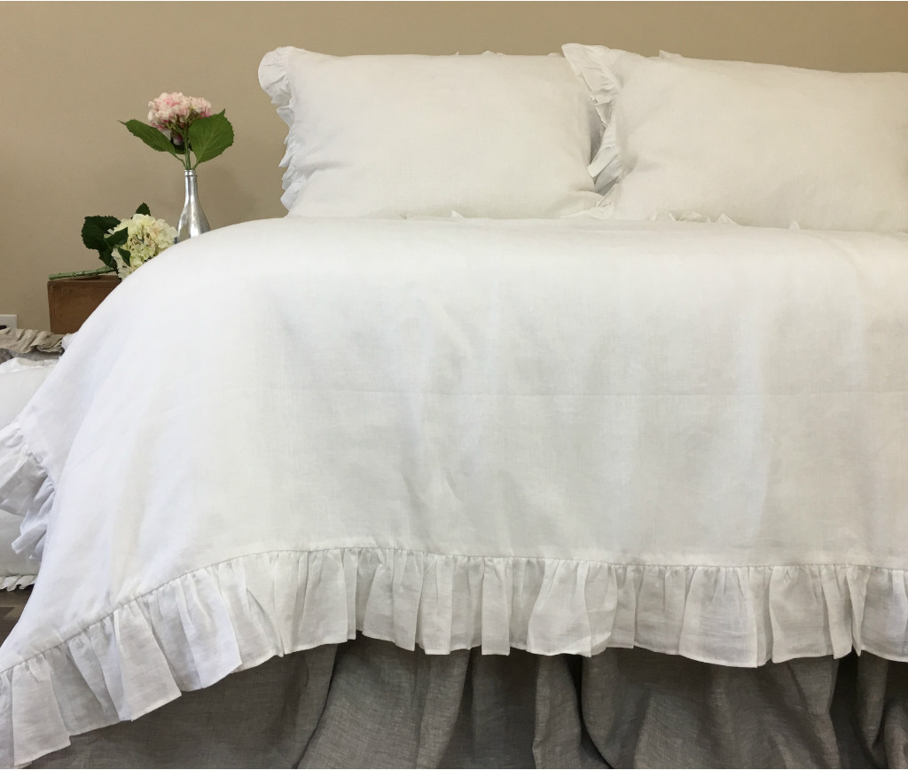 White Ruffle Doona White Ruffle Duvet Cover | Handcrafted by Superior Custom Linens