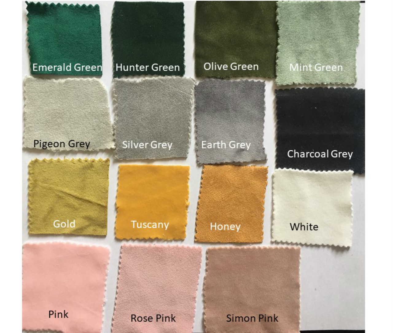 Velvet Curtains Swatches White Grey Red Green Blue Pink