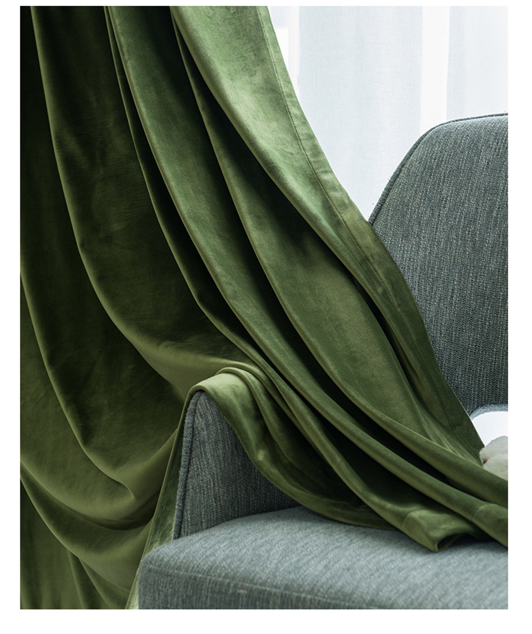 Pair Of Velvet Curtains In Olive Green Custom Curtains