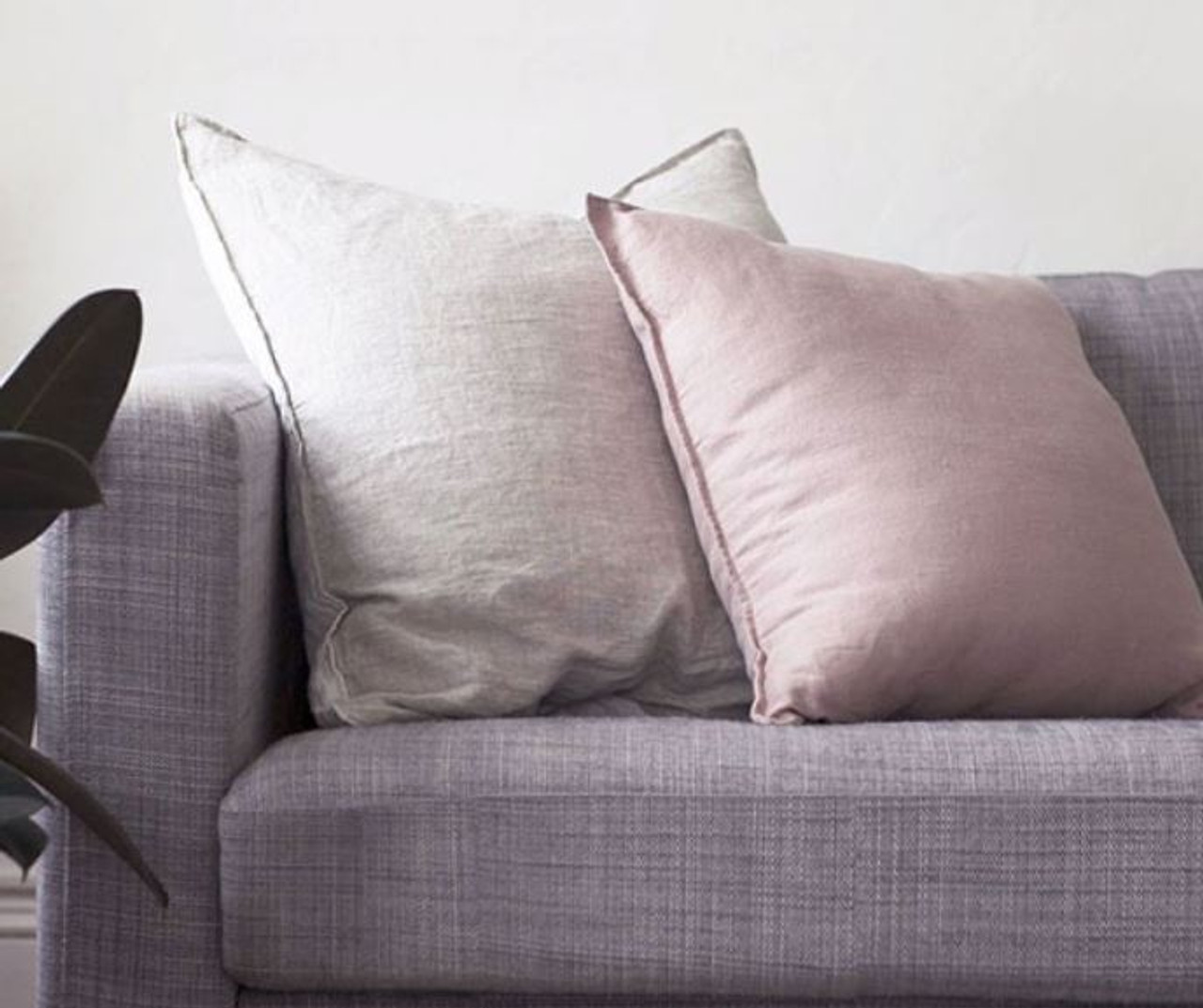 Linen Euro Sham Cover Oxford Edges White Grey Cream Pink