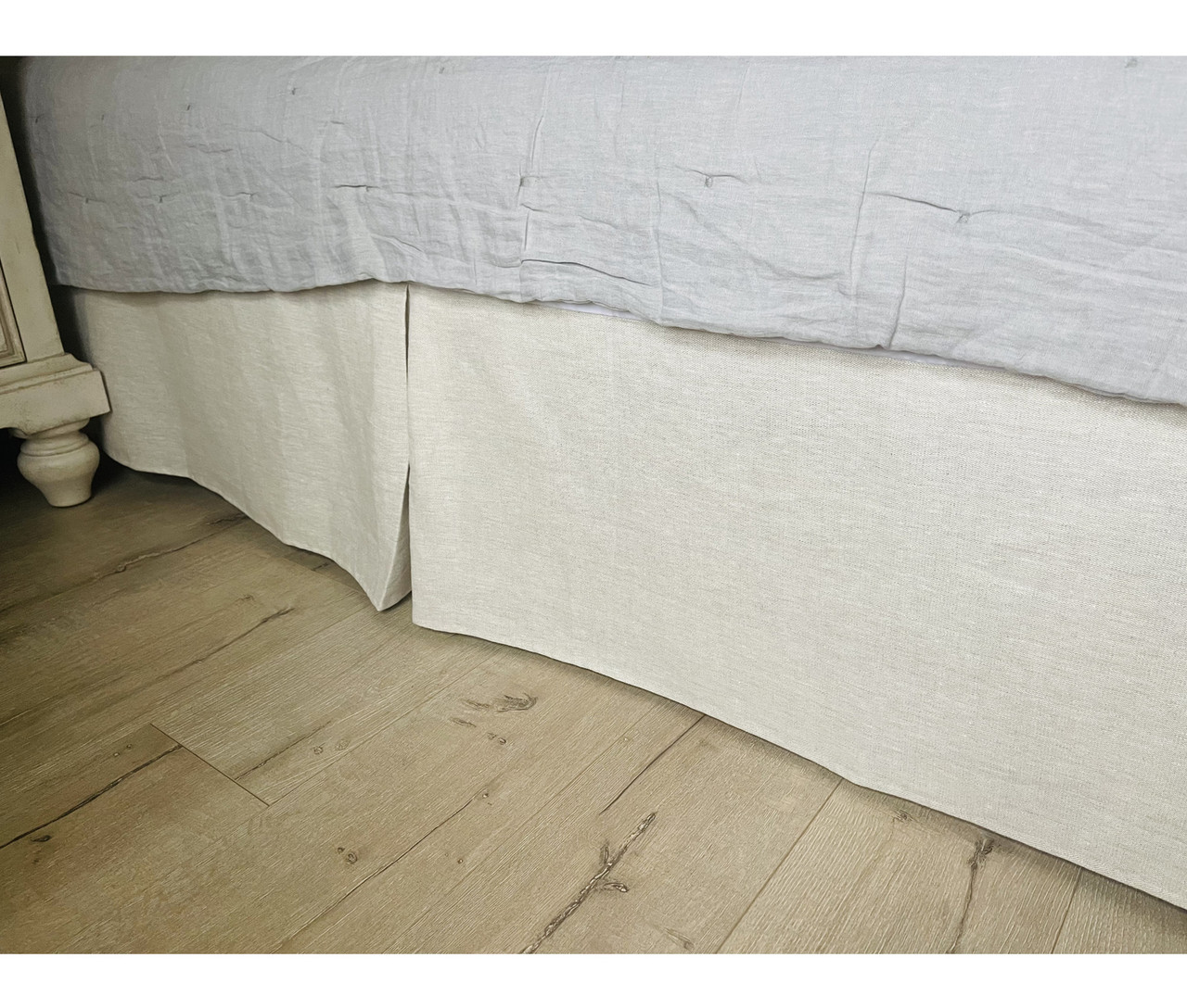 Belgian Flax Canvas Weight Linen Bed Skirt with Tailored Pleats