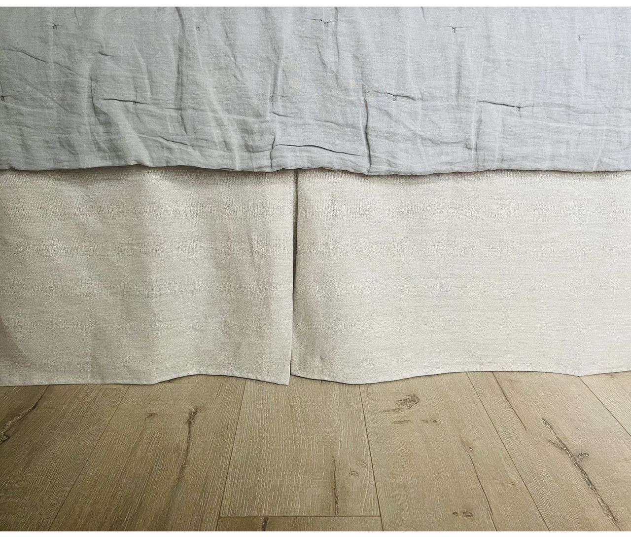 Belgian Flax Canvas Weight Linen Bed Skirt with Tailored Pleats