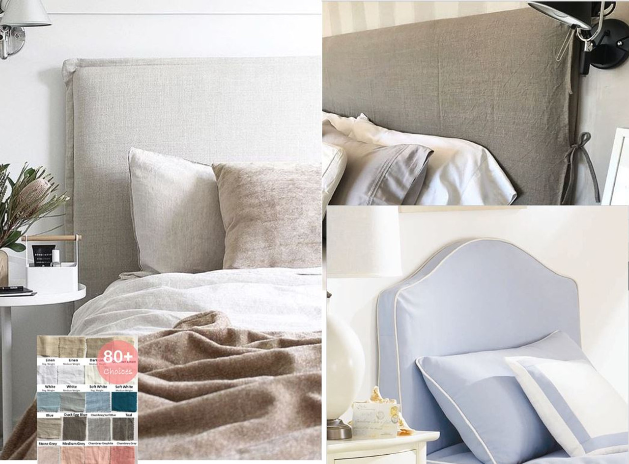 Natural Linen Headboard Slipcover Upholstery Pick Your Color