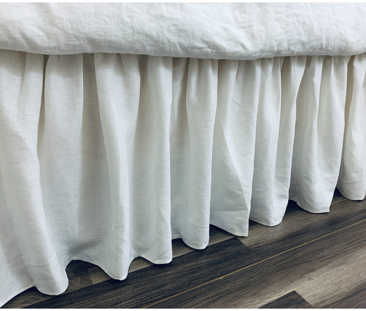 Belgian Linen Bed Skirt with Gathered Ruffles, Canvas Weight Linen