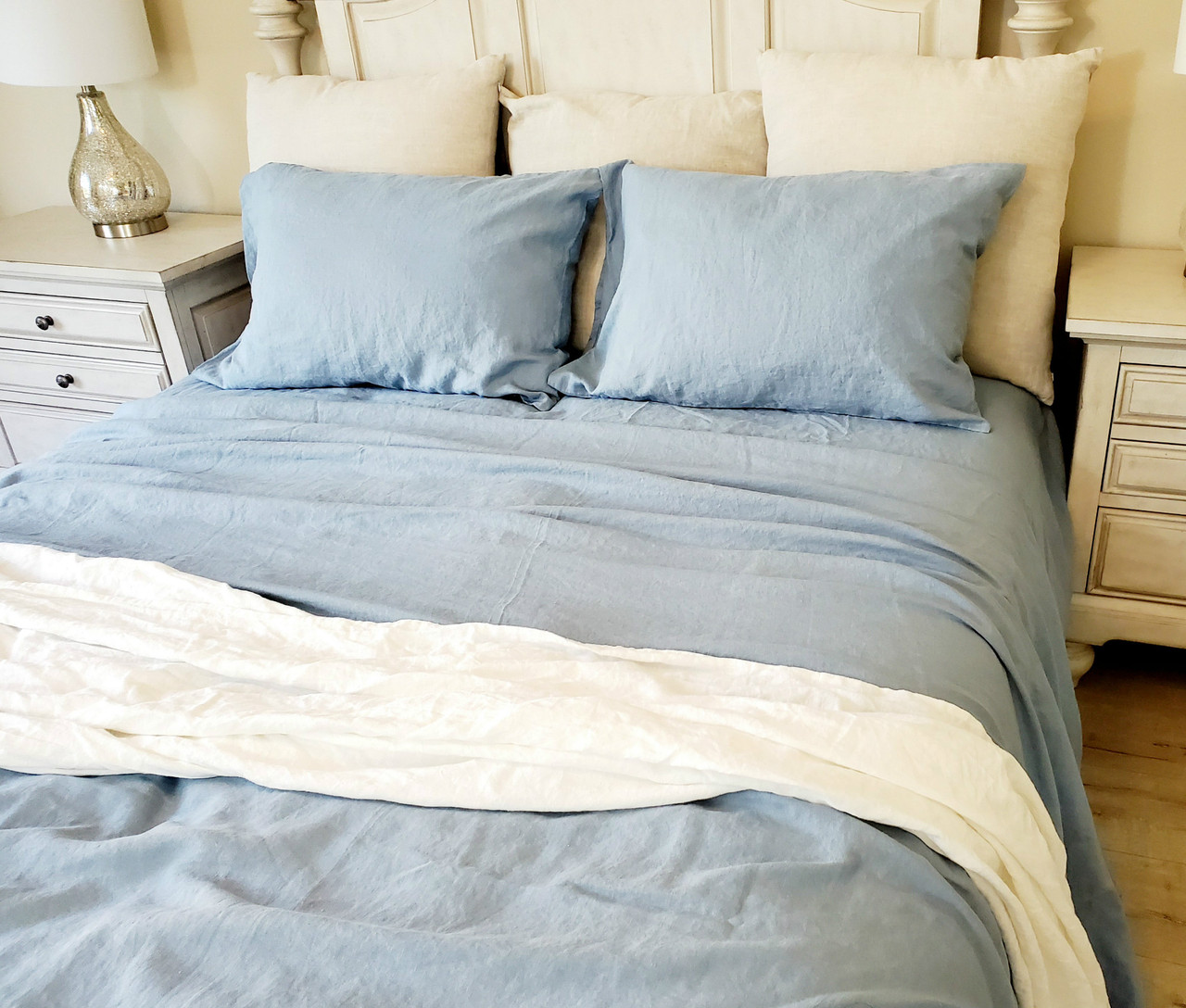 Dusty Blue Linen Duvet Cover Made To Fit
