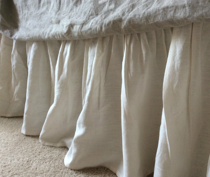 Cream Linen Gathered Bedskirt Handcrafted by Superior Custom Linens