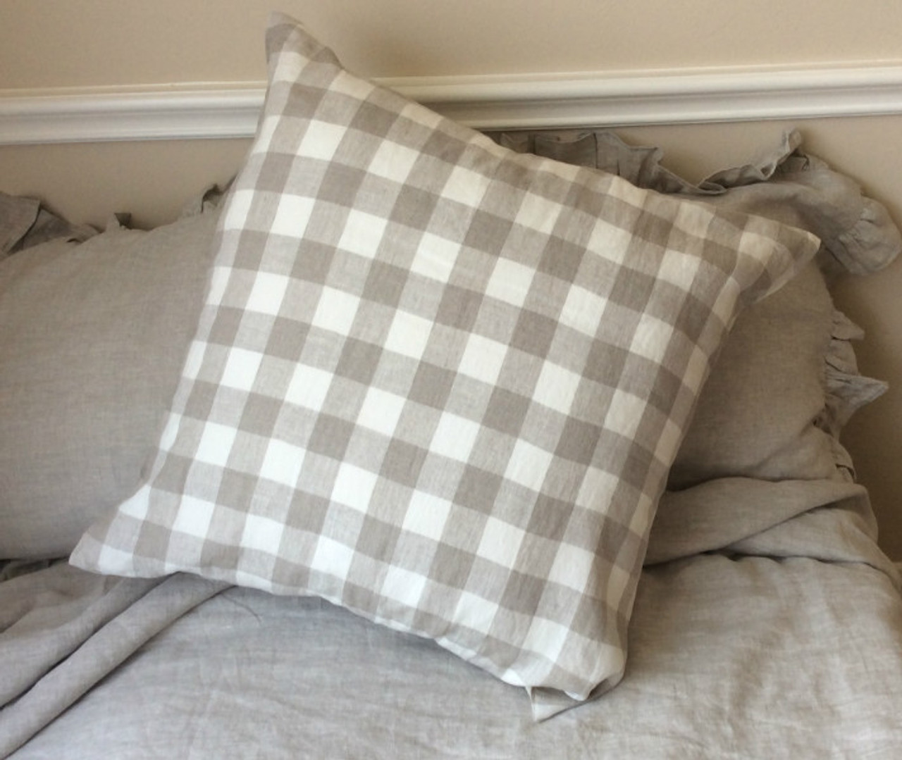 Euro Sham, Natural Linen White, Grey, Cream, Pink, Blue, Stripe