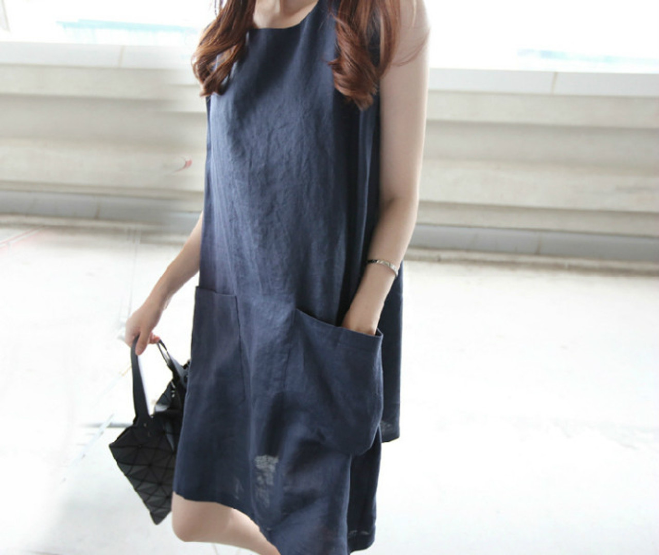 linen pocket dress