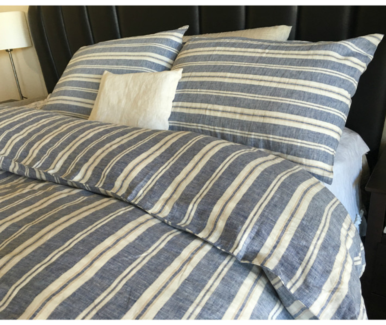 Nautical Striped Duvet Cover Natural Linen Navy And White Stripe