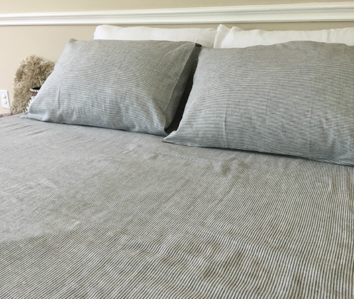 Black and White Striped Bed Sheets Handcrafted by Superior Custom Linens