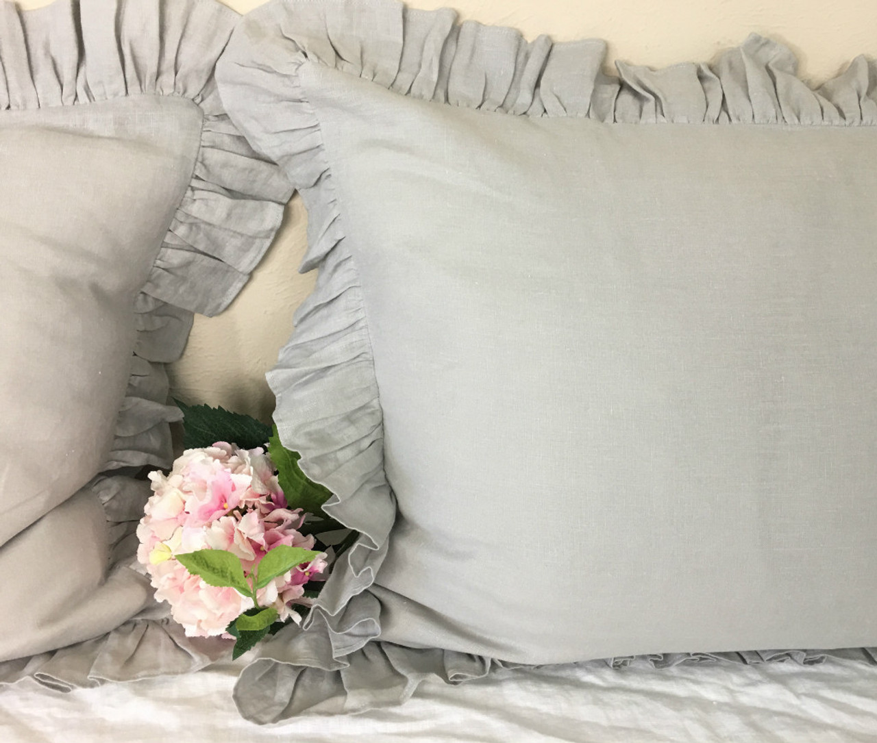 Stone Grey Euro Sham with Self Ruffle