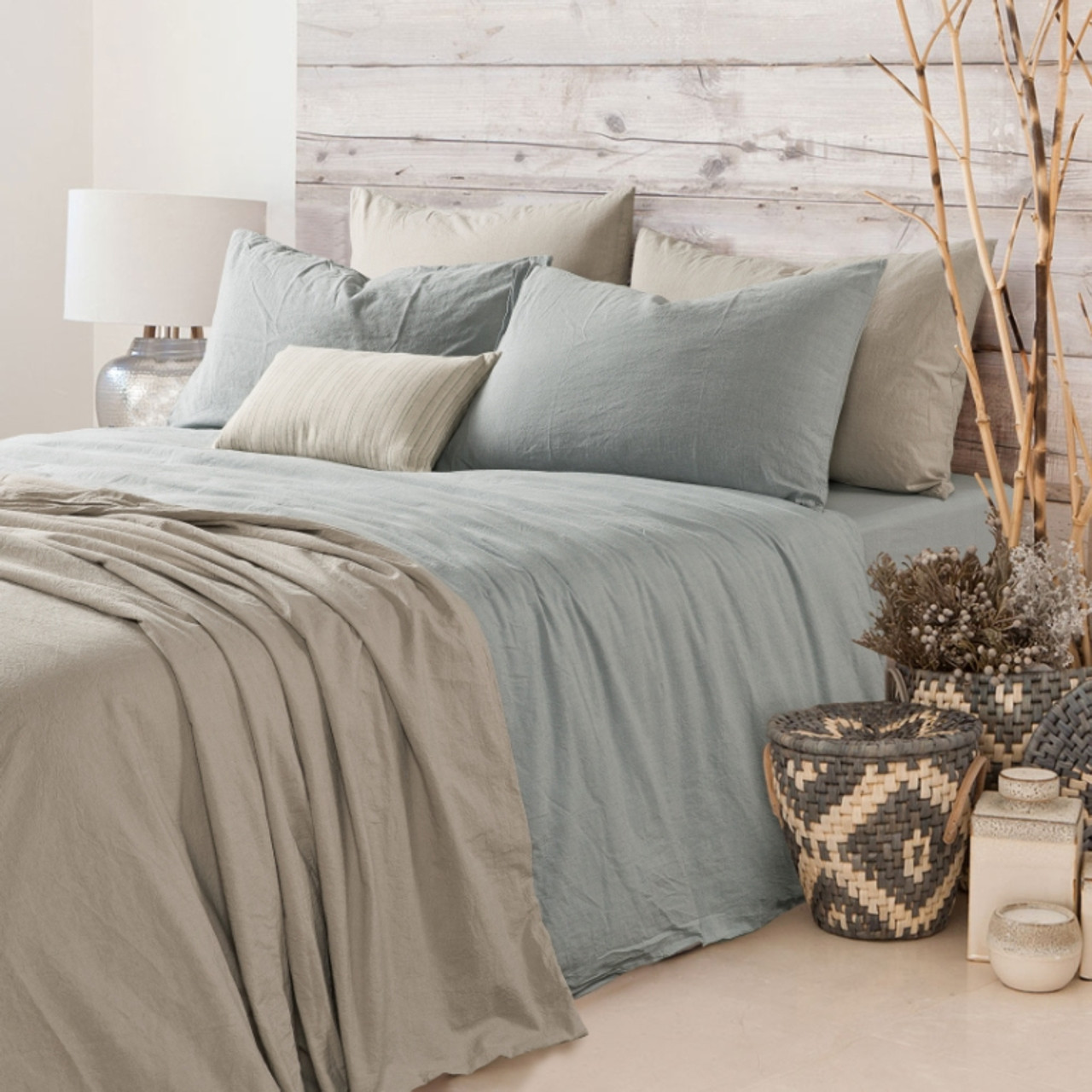 Duck Egg Blue Duvet Cover Natural Linen Greyish Blue Custom