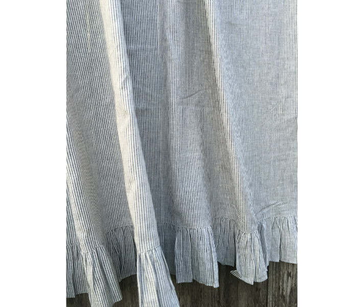 Black And White Ticking Striped Linen Shower Curtains