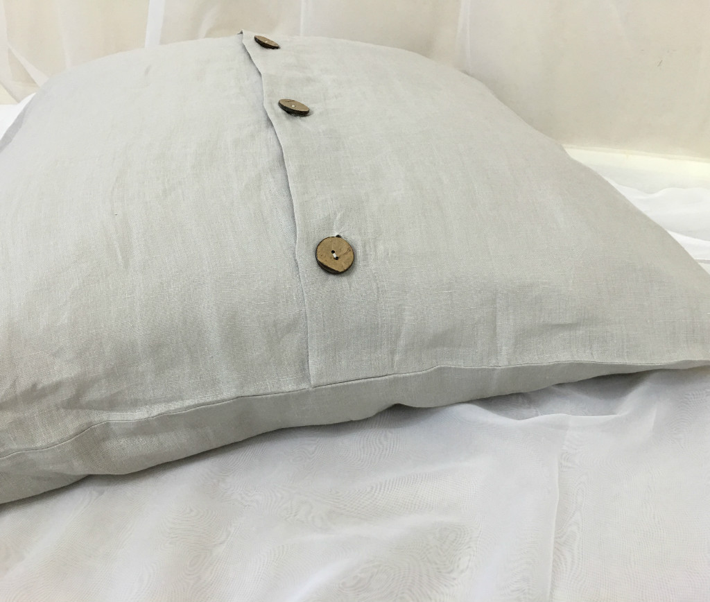Stone Grey Euro Sham Cover with Wooden Button Closure, 16x16 to 30x30