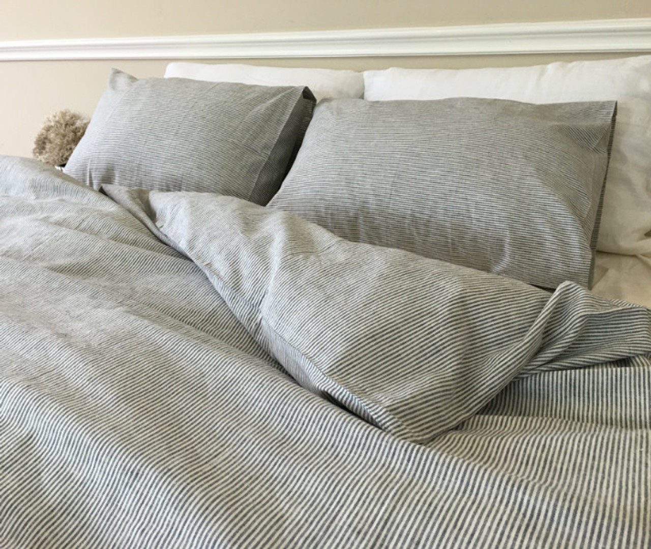 Natural Linen Striped Duvet Cover Over 16 Stripe Patterns Custom Size natural-linen-striped-duvet-cover-over-16-stripe-patterns-custom-size
