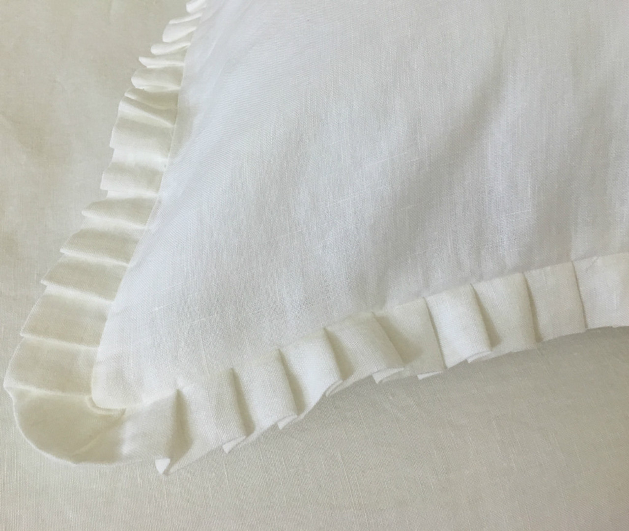 Linen Duvet Cover with Pleated ruffles - White, Grey, Cream, Pink, Blue ...