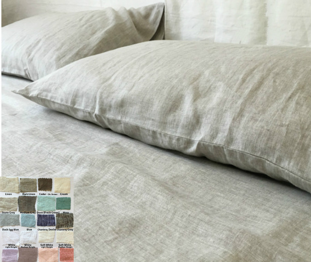 CHARCOAL GREY Linen Set of Comforter Cover and Pillows Linen Bedding  Natural Linen Doona Cover Linen Bed Set 