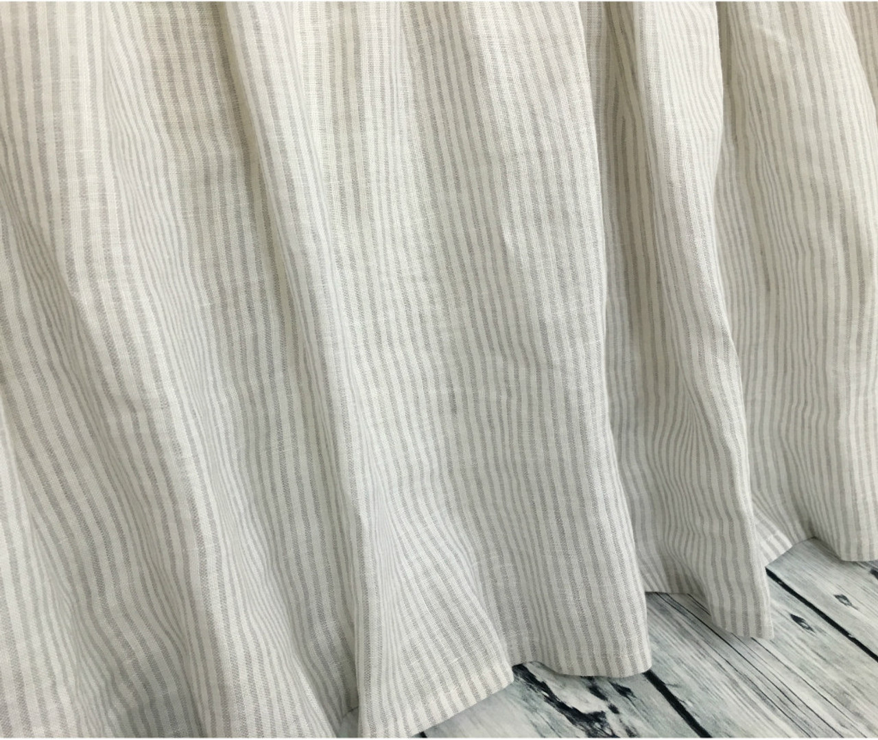 Stone gray ticking stripe bed skirt, Ticking stripe dust ruffle ...