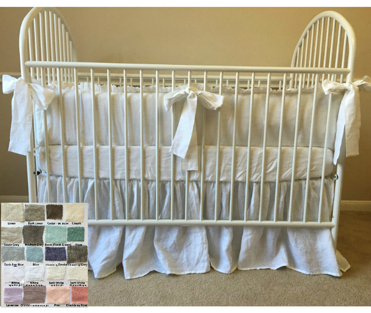 grey and white crib bedding set