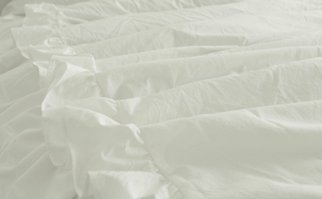 Pima Cotton Duvet Cover Features 2 Rows of Ruffles White, Off White