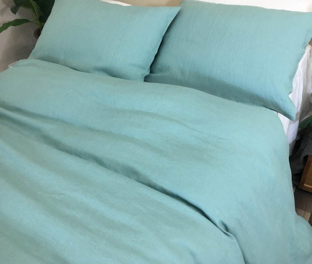 Moss Green Linen Duvet Cover, Warm and Cozy!