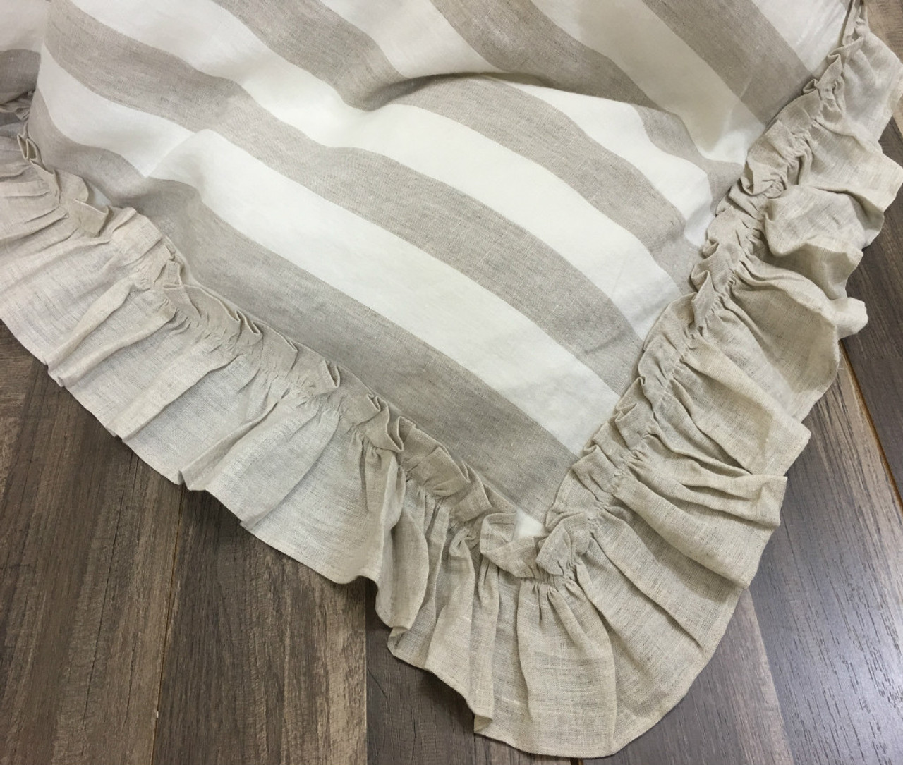 Linen Striped Duvet Cover Features Vintage Ruffles, Create your Style!