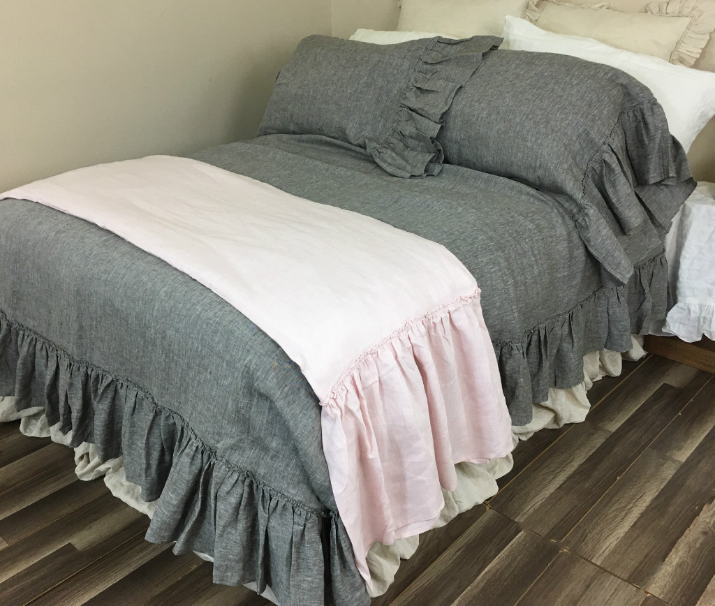 Linen Long Ruffle Bed Scarf, Bed Runner, Multiple Colors, Awe so adorable!