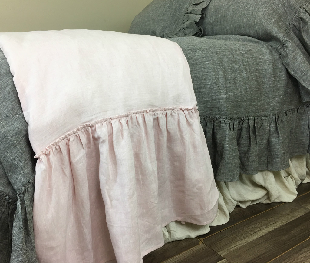 Linen Long Ruffle Bed Scarf, Bed Runner, Multiple Colors, Awe so adorable!