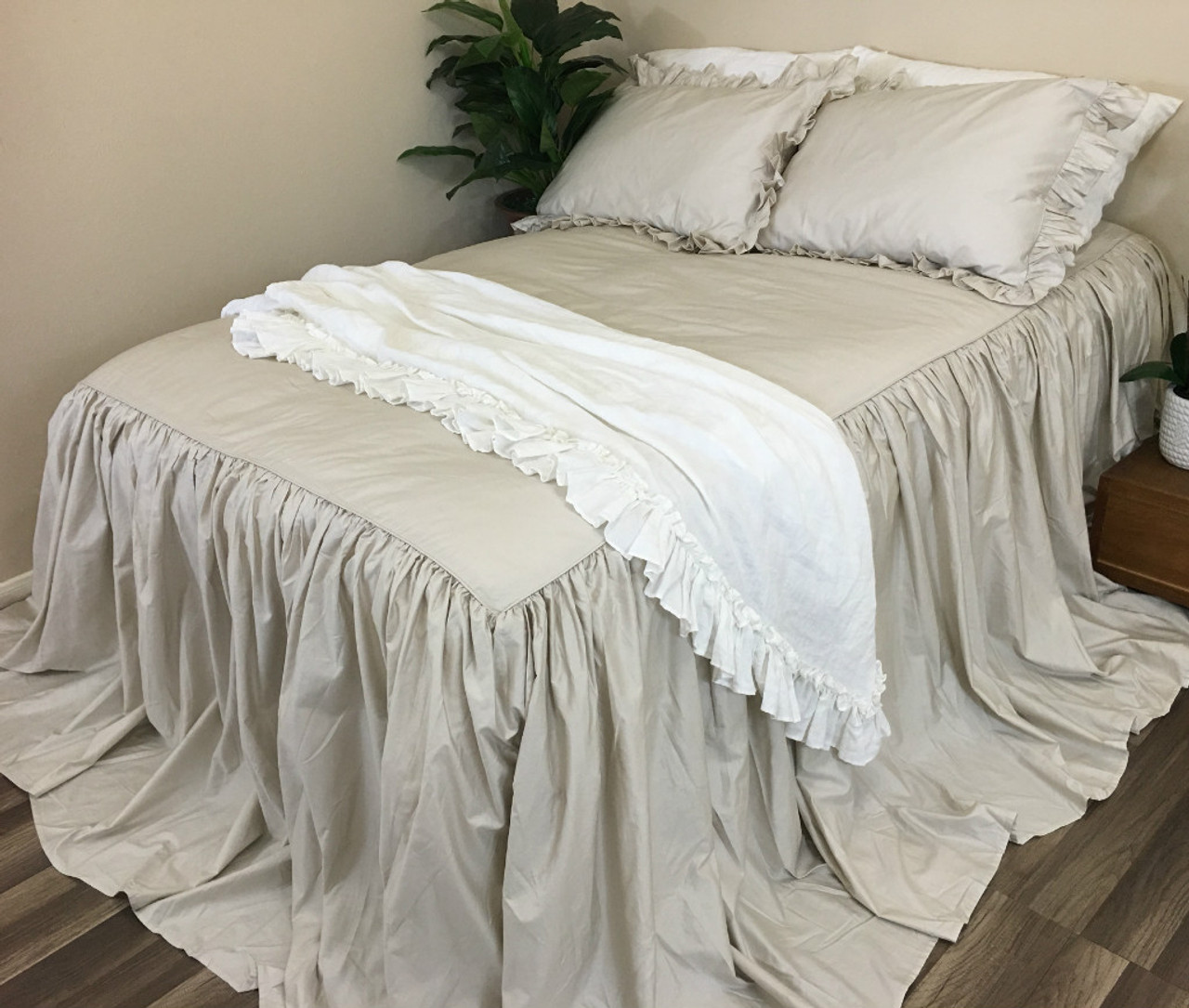 Ivory Cotton Bedspread, 100% Pima Cotton, Dress up your Bed Elegantly!