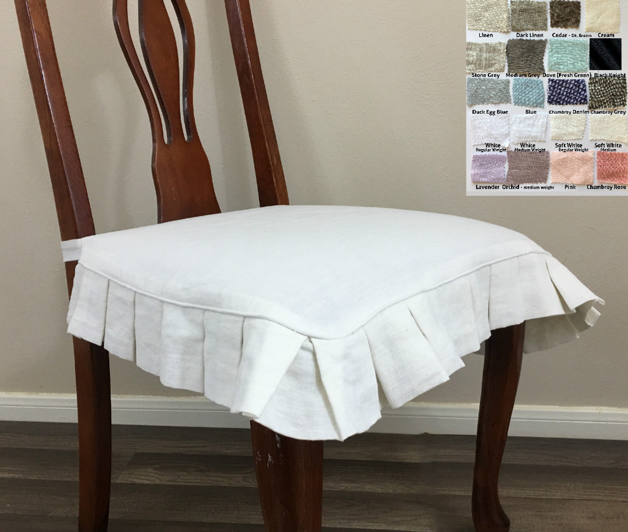 Linen Chair Seat Cover with Cushion Insert