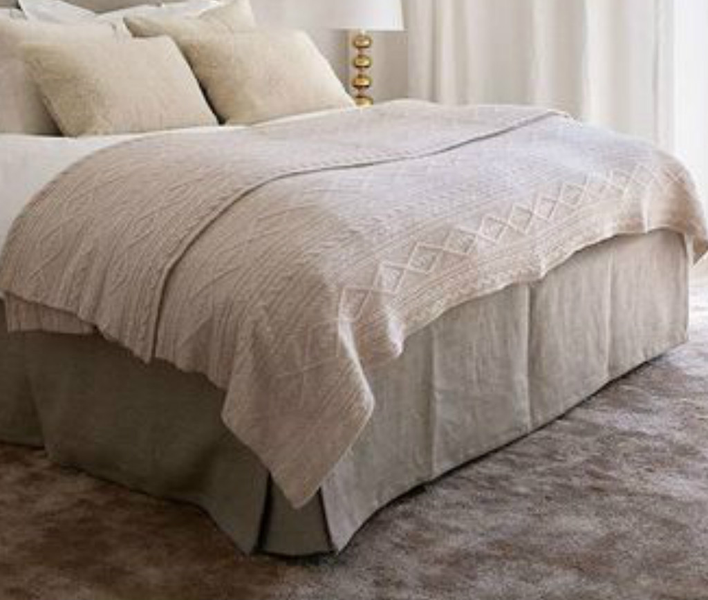Boxed Linen Bed Skirt , Minimalist Classy, 1524" drop, Natural Linen White, Grey, Cream, Pink