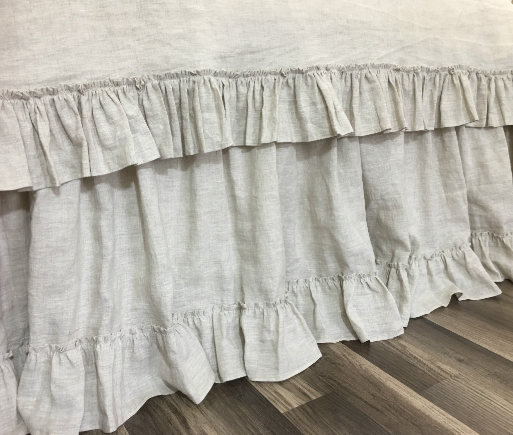 Linen Bed Skirt with 4” Country Ruffle Hem, great match of the country