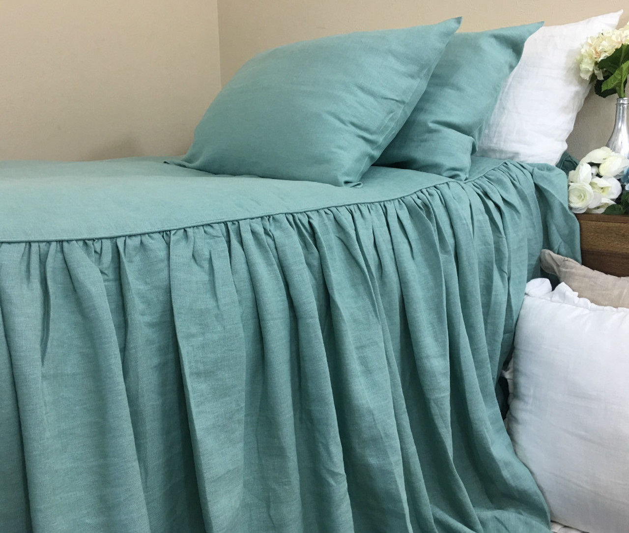 Moss Green 100% Linen Bed Linen