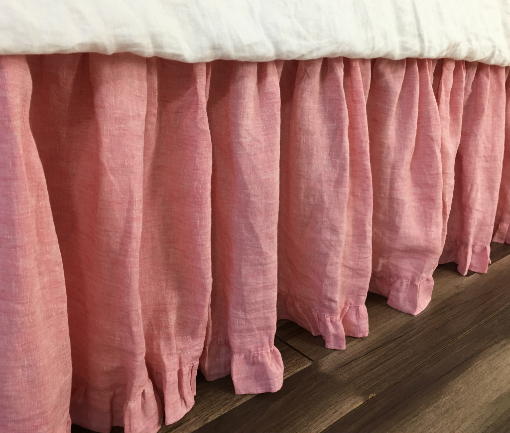 Chambray Rose Bed Skirt with Ruffle Hem