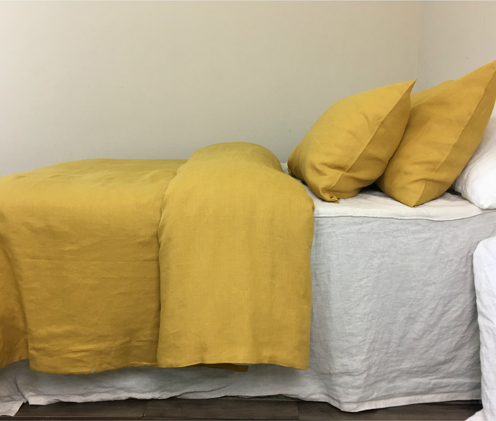 Mustard Gold Linen Duvet Cover