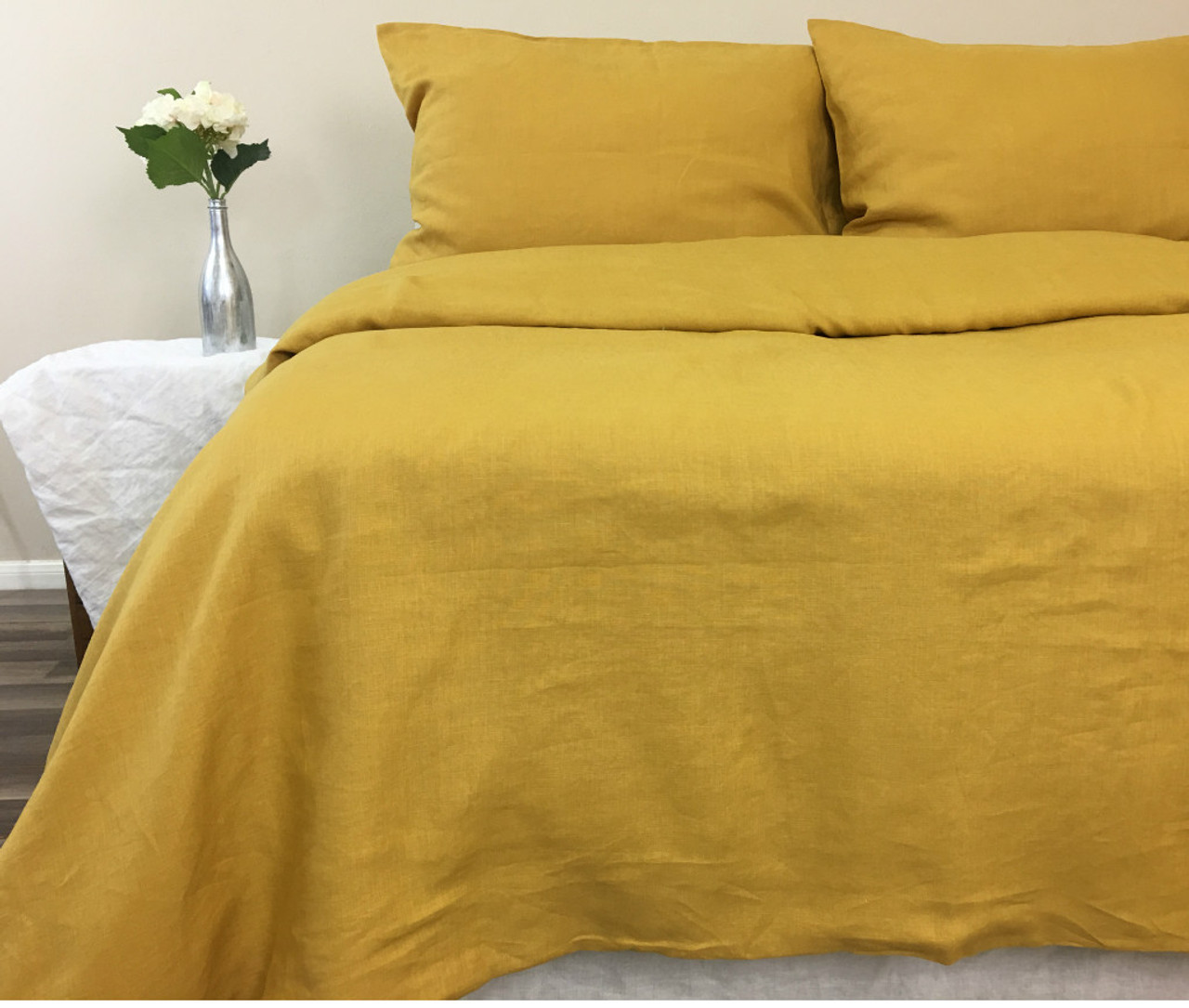 Mustard Gold Linen Duvet Cover