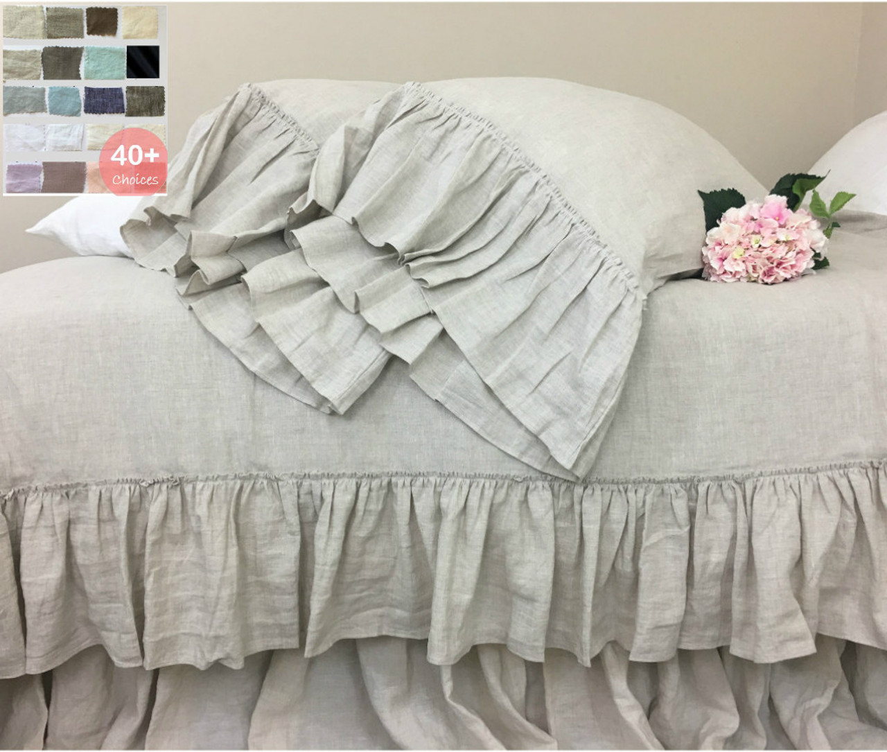 Linen Duvet Cover With Country Mermaid Long Ruffle 40 Fabric